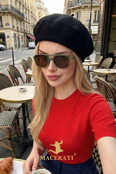 MACERATİ Spaces Unisex Khaki Brown Drop New Season Popular Sunglasses