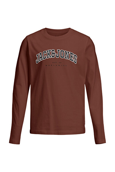 Jack & Jones JJECALEB VARSITY TEE LS O Maro Băiat cu mânecă scurtă tricou