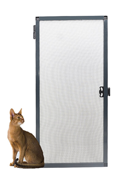 Kamataş Yırtılmaz Menteşeli Pencere Kedi Sinekliği (PET TÜL) Antrasit 70x130 ...