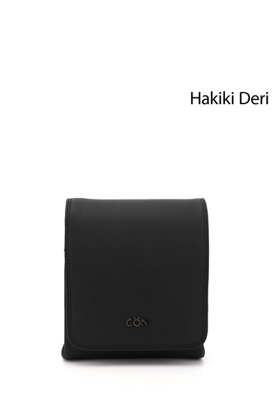 GÖNDERİ(R) BLACK Gön Genuine Leather Medium Size Unisex Shoulder Bag Q3672