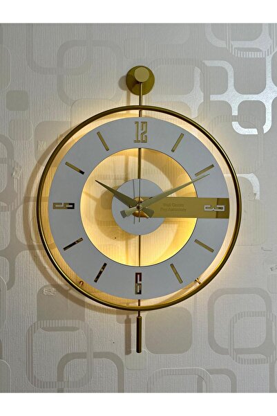 Pey Aksesuar Metal Camlı 40x60cm Duvar Saati Işıklı Gerçek Cam Duvar Saati Modern Tasarım