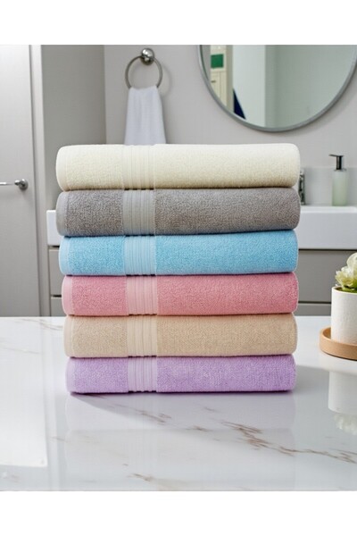 asev tekstil 90x150 Cm Büyük Boy Banyo Havlusu – 6’lı
