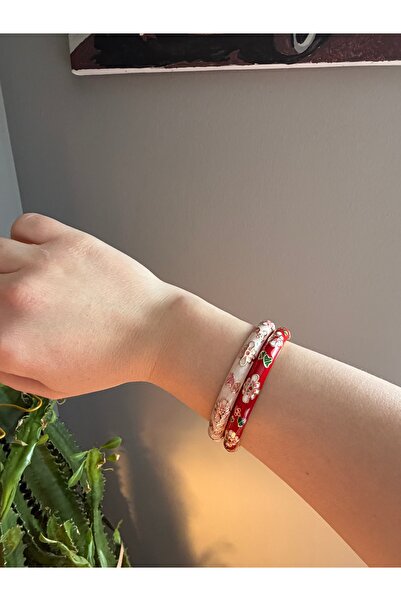 Royaleks سوار مشبك على شكل زهرة مينيلي باللون الأحمر