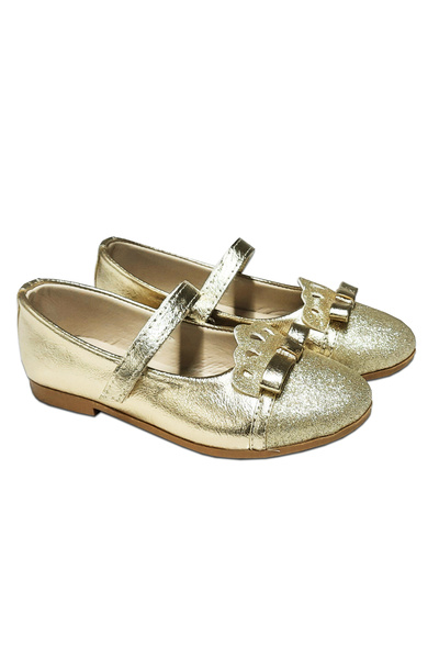 welissa حذاء باليرينا للفتيات باللون الذهبي والذهبي