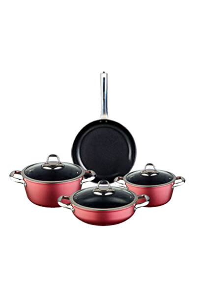 Leggno Master Daily Titanium Tencere Seti 7 Parça Kırmızı