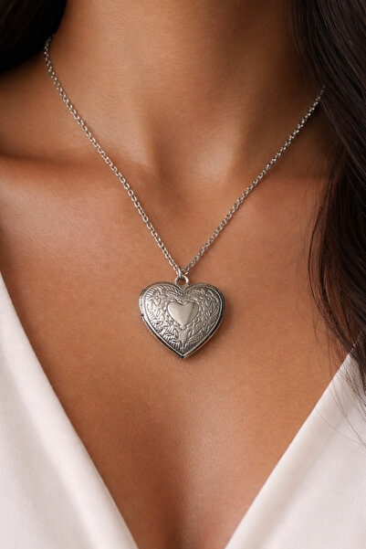 Açıkmeşe Ev Yaşam Ürünleri Stainless Steel Women's Silver Color Heart Pattern...