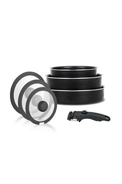 Leggno All-In-One Titanium Tencere Seti 7 Parça Siyah