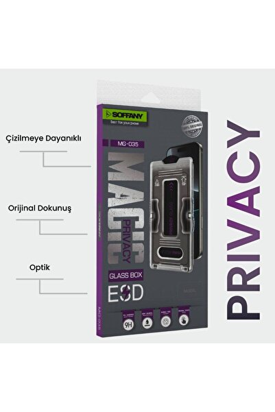 Soffany MG035-032 iPhone 16 Pro Hayalet Görünümlü Mekanizmalı Temperli Cam Ek...