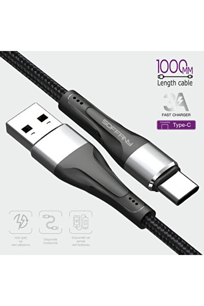 Soffany HM-550 HM-550 USB to Type-C Şarj & Data Kablosu 3.0A