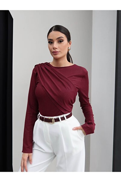 ESRAHELVACI Düşük Şal Uzun Kol Bluz