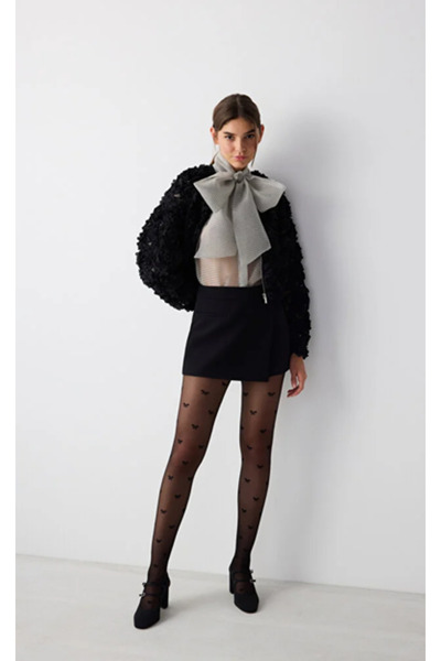 Penti Черен чорапогащник с папийонка