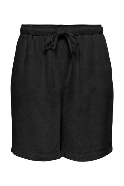 ONLY ONLSIESTA MW PULL-UP LIN Μαύρο γυναικείο σορτς
