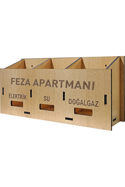 mars tasarım Apartman Ortak Fatura & Posta Kutusu Ahşap - 5MM kALIN