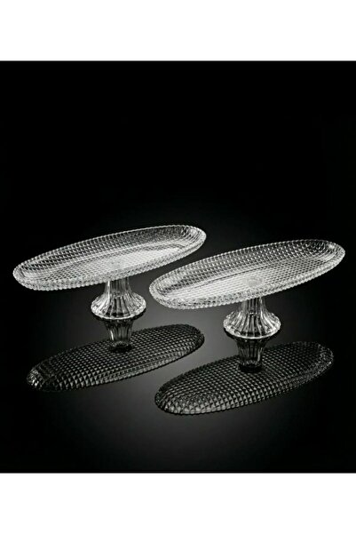 Kaveh glass 2 وعاء تقديم زجاجي بيضاوي عاكس بقاعدة على شكل بابا نويل، 40 سم، م...