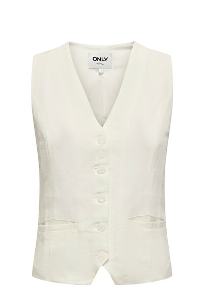 ONLY ONLWINDY LIFE S/L LINEN B KIRIK BEYAZ Kadın Yelek
