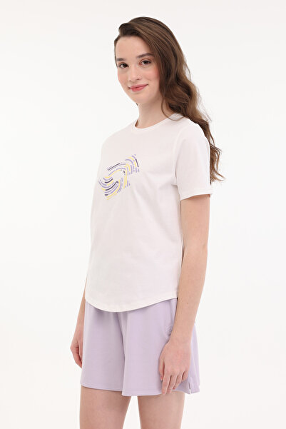 Lotto W-YULY TEE 5FX Ekru Kadın Kısa Kol T-Shirt