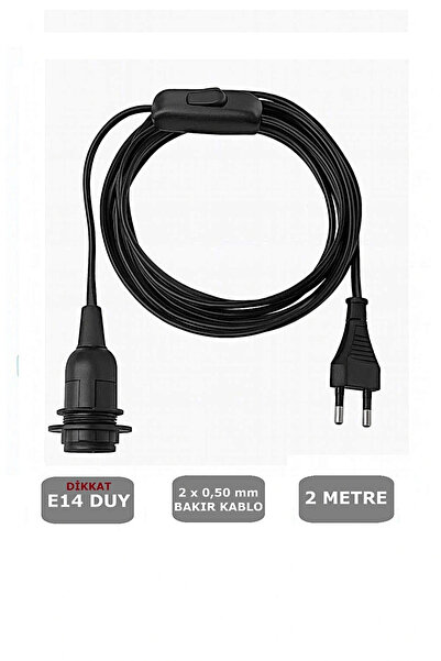 CONANA E14 Duylu 2 Metre Arapuarlı (AÇ KAPAT ANAHTAR) Fişli Seyyar (2X0,50) (...