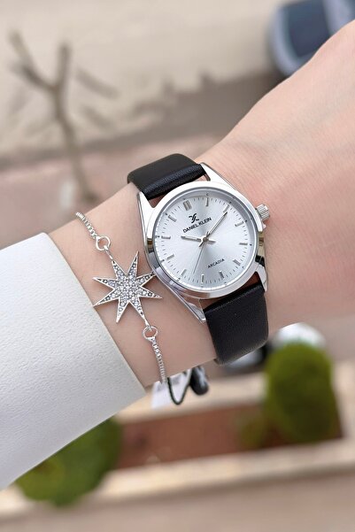 Daniel Klein Women's Wrist Watch and Bracelet with Case Gray Cord Black Color...