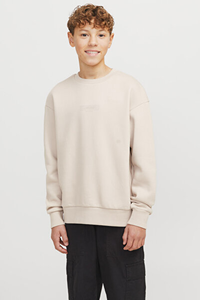 Jack & Jones JJTAKA SWEAT CREW NECK JN Krem Erkek Çocuk Sweatshirt