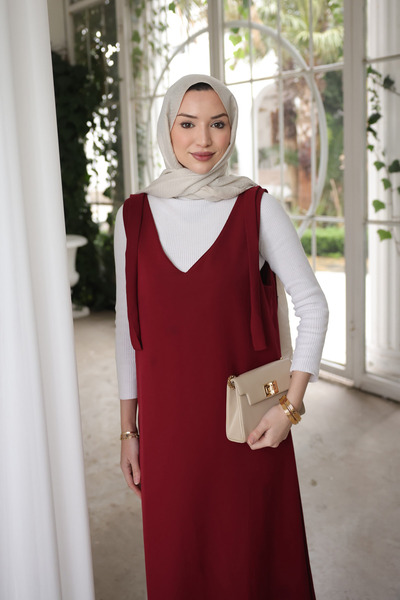 İmajButik Bordo Omzu Bağlamalı Jile