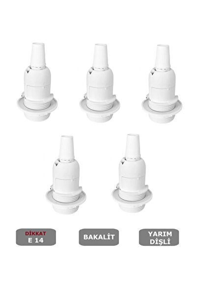 CONANA Italyan E14 Duy (MİNİ DUY) Bakalit Geçmeli Yarım Diş Beyaz (250V-2A) 5...