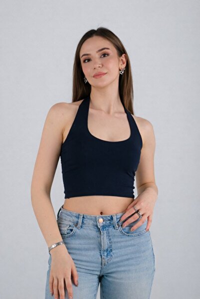 Maison La Femme Women's Halter Neck Basic Crop Halter Collar, Flexible and St...