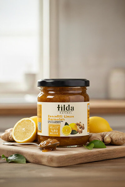 Tilda Natural Şeker İlavesiz Zencefilli Limon Marmelatı (%80 Meyve)-220 g