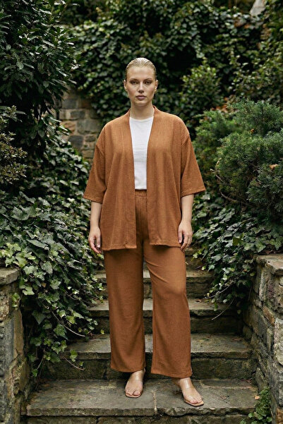 Elisho مجموعة كيمونو من القماش المجعد