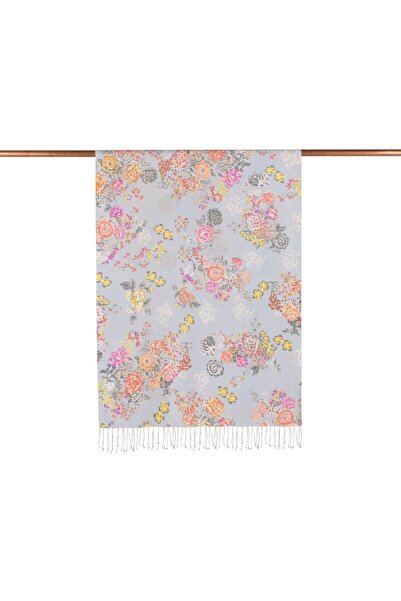 ipekevi Yalı Bahçesi Desenli İpek Şal 05716 Bebe Mavisi