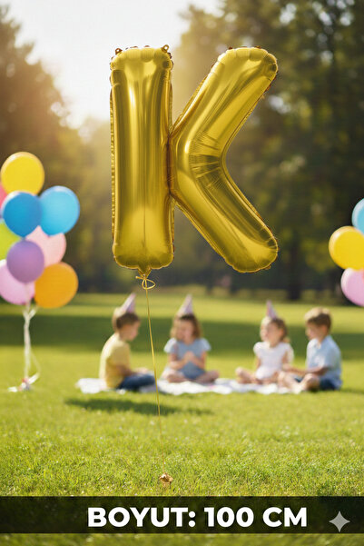 Deniz Party Store 40" Inch 100 cm (K) Letter Foil Balloon Gold Gold