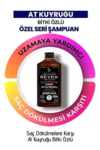 Revox At Kuyruğu Bitki Özlü Saç Dökülme Karşıtı, Hızlı Uzama Etkili Şampuan 750 ml x 2 adet