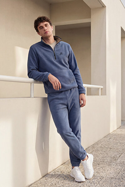 TOMMY LIFE Σετ ανδρικής φόρμας φόρμας βενζίνης με μισό φερμουάρ γιακάς από κα...