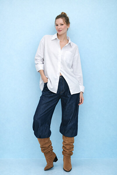 HAKKE Tek Cepli Keten GÖMLEK