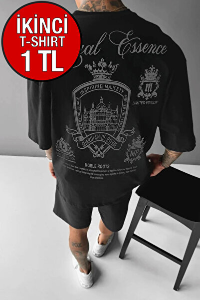 Millionaire Tricou negru pentru bărbați Royal Essence Oversize Fit Loose Wide...