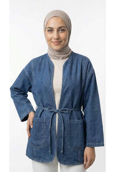 BENAHOLL ماهيرا تشيبول بجيوب بيليند بأربطة كيمونو-LS2584 أزرق