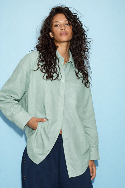 HAKKE Tek Cepli Keten GÖMLEK