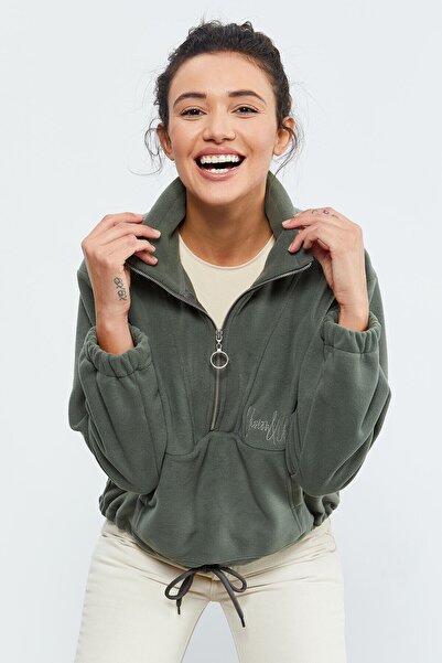 TOMMY LIFE Dámská sukně Çağla Oversize Fleece – poloviční zip a stahovací šňů...