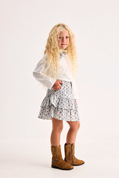 Marvy Lior Desenli Gabardin-Poplin Mini Etek