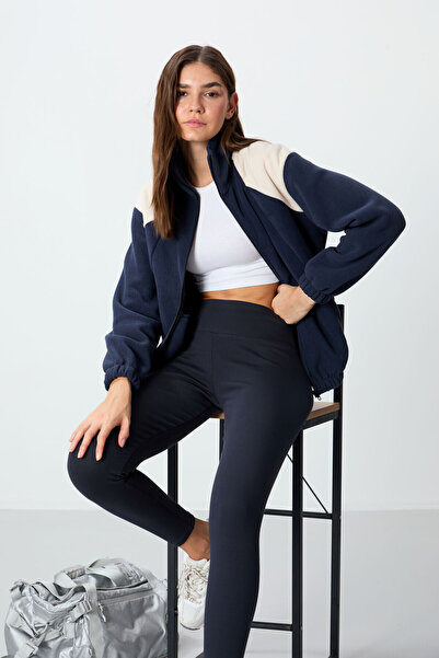 TOMMY LIFE Hanorac pentru femei, albastru bleumarin, gros, moale, texturat, c...