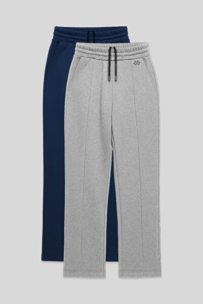 TOMMY LIFE Rahat Form 2-Pack Gray Melange-Parliament Plus Size Women's Sweatp...