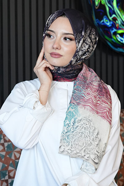 AFVENTE شال قطن أخضر بنمط متموج