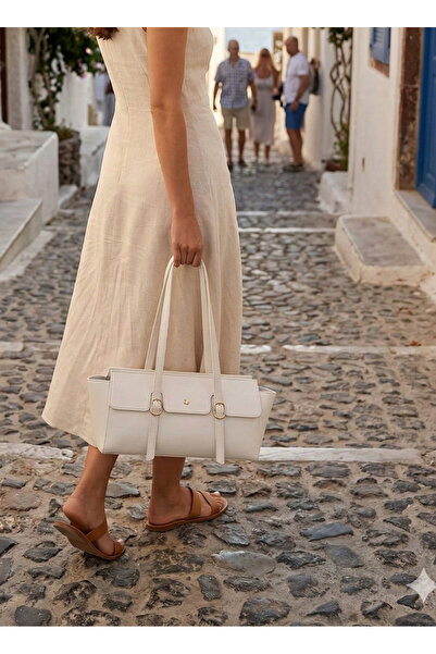Çanta Trend Women's Buckle Detailed Bag White