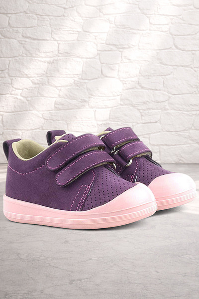 Rakerplus Sonic Genuine Leather Purple Velcro Anatomical Baby Sneakers Sneakers