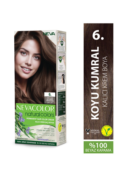 Neva Color Natural Colors 6. KOYU KUMRAL Kalıcı Krem Saç Boyası Seti