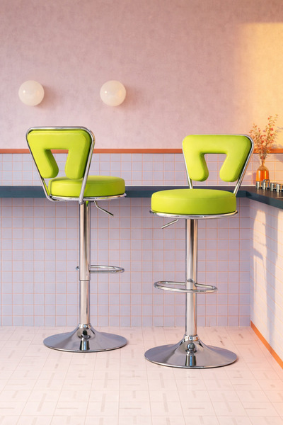 Bürocci Virago Bar Sandalyesi - Yeşil Deri - 9540s0110