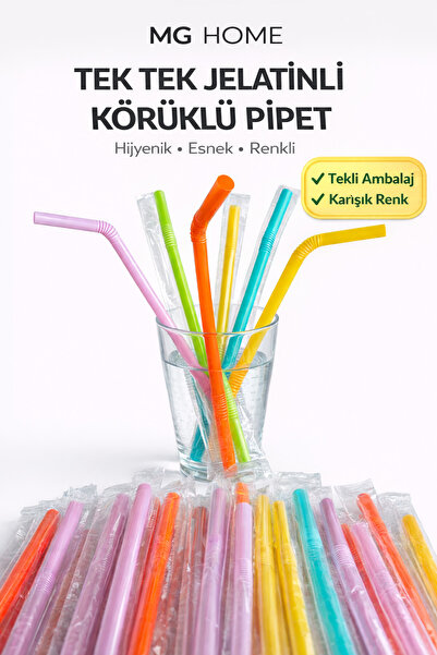 VENON 💖100 Adet Renkli Körüklü Jelatinli Frozen Pipet Karışık Renk Parti Kok...
