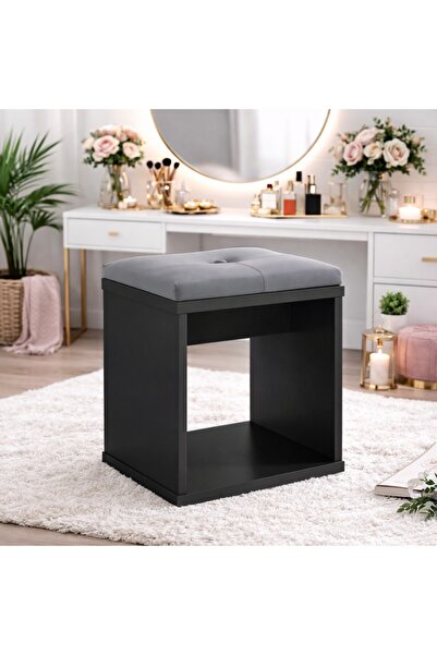 SERSIMO Dressing table stool with comfortable seat, 30x30x42 cm, black