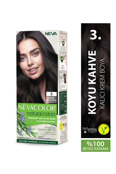 Neva Color Natural Colors 3. KOYU KAHVE Kalıcı Krem Saç Boyası Seti