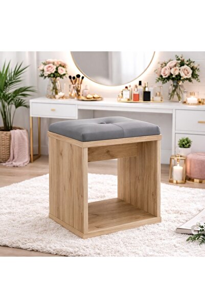 SERSIMO Scaun pentru măsuță de toaletă cu șezut confortabil, 30x30x42 cm, meș...