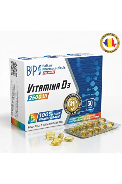 Balkan Pharmaceuticals Vitamina D3 2500 UI, acțiune rapidă și eficientă, supl...